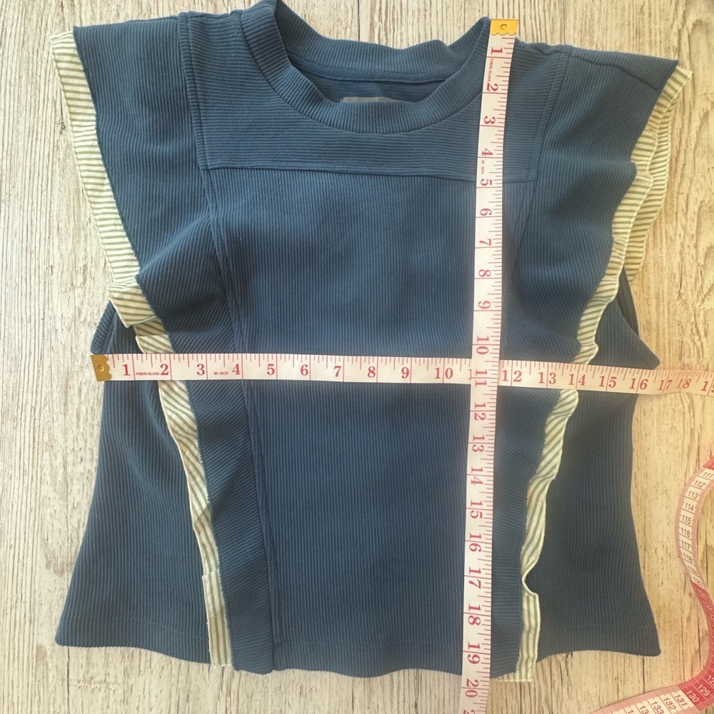 Anthropologie Ribbed Ruffle Button Down Back Top S - Picture 8 of 10
